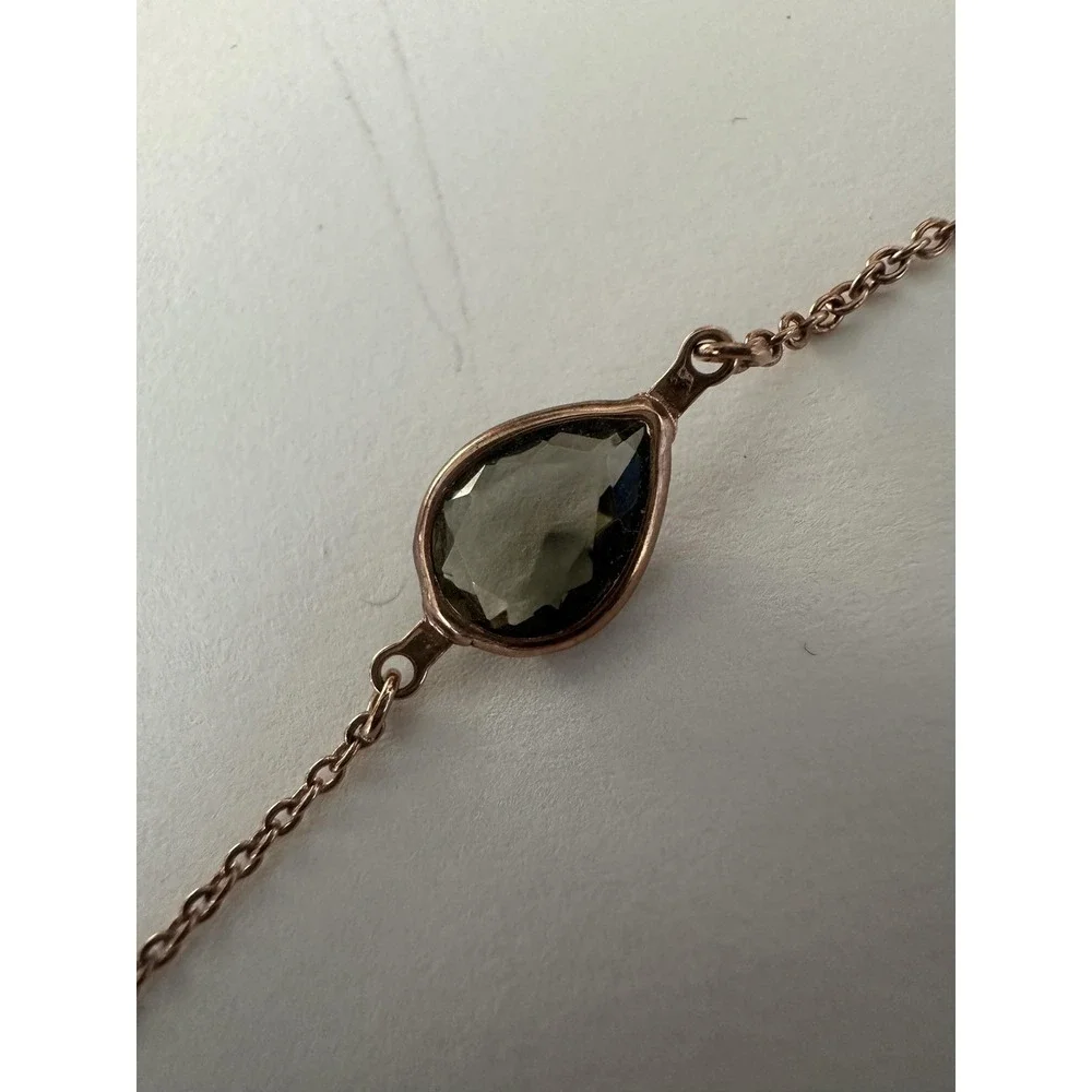 Alainn Long Bezel Necklace‎ Rose Gold Color Cubic Zirconias 48